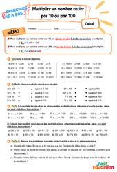 Multiplier un nombre entier par 10 ou par 100 – CM2 – Exercices Pas à Pas - Cycle 3 - PDF à imprimer