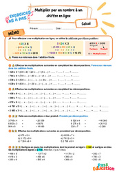 Multiplier par un nombre à un chiffre en ligne – CM2 – Exercices Pas à Pas - Cycle 3 - PDF à imprimer