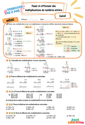 Poser et effectuer des multiplications de nombres entiers – CM2 – Exercices Pas à Pas - Cycle 3 - PDF à imprimer
