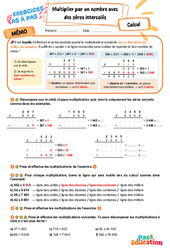Multiplier par un nombre avec des zéros intercalés – CM2 – Exercices Pas à Pas - Cycle 3 - PDF à imprimer