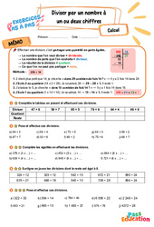 Diviser par un nombre à un ou deux chiffres – CM2 – Exercices Pas à Pas - Cycle 3 - PDF à imprimer