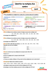 Identifier les multiples d’un nombre – CM2 – Exercices Pas à Pas - Cycle 3 - PDF à imprimer