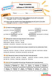 Ranger les nombres inférieurs à 1 000 000 000 – CM2 – Exercices Pas à Pas - Cycle 3 - PDF à imprimer