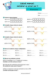 Multiplier un entier par 5 - CM1 - Exercices - PDF à imprimer