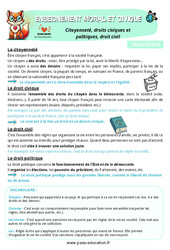 Citoyenneté, droits civiques et politiques, droit civil – Cm2 – Leçon – EMC - PDF à imprimer
