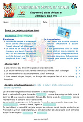 Citoyenneté, droits civiques et politiques, droit civil – Cm2 – Exercices – EMC - PDF à imprimer