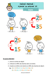 Ajouter ou enlever 10 - CE1 - Leçon - PDF à imprimer