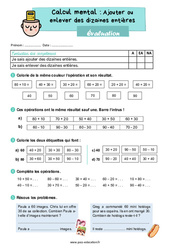Evaluation Ajouter ou enlever des dizaines entières - CE1 - Evaluation - Cycle 2 - PDF à imprimer