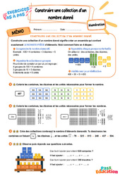 Leçon, exercice et évaluation :<br/> Construire une collection d’un nombre donné (inférieur à 1000) – CE2 – Exercices Pas à Pas - Cycle 2 - PDF à imprimer