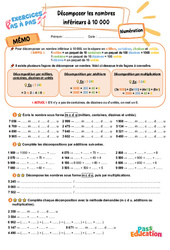 Leçon, exercice et évaluation :<br/> Décomposer les nombres inférieurs à 10 000 – CE2 – Exercices Pas à Pas - Cycle 2 - PDF à imprimer