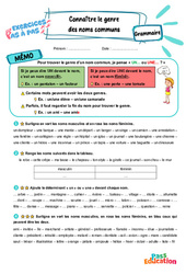 Connaître le genre des noms communs – CE2 – Exercices Pas à Pas - Cycle 2 - PDF à imprimer