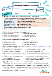 Utiliser les articles définis et indéfinis – CE2 – Exercices Pas à Pas - Cycle 2 - PDF à imprimer