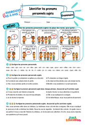 Identifier les pronoms personnels sujets – CE2 – Exercices Pas à Pas - Cycle 2 - PDF à imprimer
