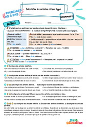Identifier les articles et leur type – CM2 – Exercices Pas à Pas - Cycle 3 - PDF à imprimer