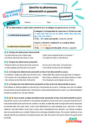 Identifier les déterminants démonstratifs et possessifs – CM2 – Exercices Pas à Pas - Cycle 3 - PDF à imprimer