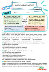 Identifier les adjectifs qualificatifs – CM2 – Exercices Pas à Pas - PDF à imprimer
