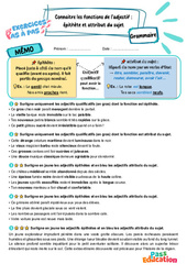 Connaitre les fonctions de l’adjectif : épithète et attribut du sujet – CM2 – Exercices Pas à Pas - Cycle 3 - PDF à imprimer