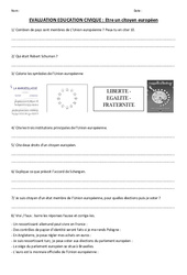 Etre un citoyen européen - Cm1 cm2 - Instruction Civique: Evaluation - Cycle 3