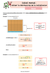 Leçon Utiliser la distributivité de la multiplication - CM1 - Leçon - Cycle 3 - PDF à imprimer