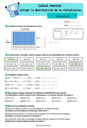 Exercice Utiliser la distributivité de la multiplication - CM1 - Exercices - Cycle 3 - PDF à imprimer