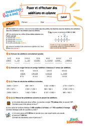 Poser et effectuer des additions en colonne – CE2 – Exercices Pas à Pas - Cycle 2 - PDF à imprimer