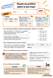 Résoudre des problèmes additifs en deux étapes – CE2 – Exercices Pas à Pas - Cycle 2 - PDF à imprimer