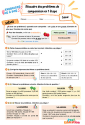 Résoudre des problèmes de comparaison en 1 étape – CE2 – Exercices Pas à Pas - Cycle 2 - PDF à imprimer