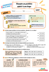 Résoudre un problème additif à une étape – CE2 – Exercices Pas à Pas - Cycle 2 - PDF à imprimer