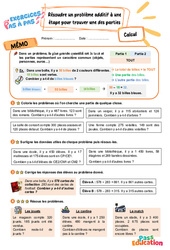Résoudre un problème additif à une étape pour trouver une des parties – CE2 – Exercices Pas à Pas - Cycle 2 - PDF à imprimer