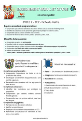 Séquence - Fiche de préparation Le service public – CE2 – Séquence – Fiche de préparation – EMC - Cycle 2 - PDF à imprimer