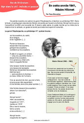 En cette année 1941, Nâzim Hikmet - 3ème - Littérature - Cycle 4 - PDF à imprimer
