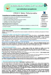Les institutions européennes - 3ème - Séquence complète EMC - PDF à imprimer