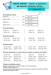 Exercice Ajouter ou soustraire des dizaines, centaines, milliers - CM1 - Exercices - Cycle 3 - PDF à imprimer