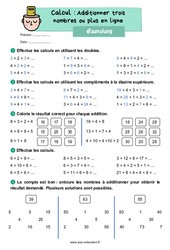 Exercice Additionner 3 nombres ou plus en ligne - CE1 - Exercices - Cycle 2 - PDF à imprimer