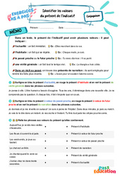 Identifier les valeurs du présent de l'indicatif – 5ème – Exercices Pas à Pas - Cycle 4 - PDF à imprimer