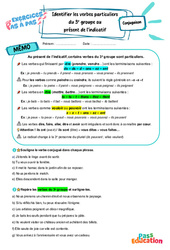 Identifier les verbes particuliers du 3e groupe au présent de l'indicatif – 5ème – Exercices Pas à Pas - Cycle 4 - PDF à imprimer