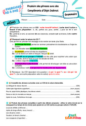 Produire des phrases avec des compléments d’objet indirect (COI) – 5ème – Exercices Pas à Pas - Cycle 4 - PDF à imprimer