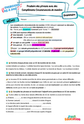 Produire des phrases avec des compléments circonstanciels de manière – 5ème – Exercices Pas à Pas - Cycle 4 - PDF à imprimer