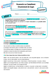 Reconnaitre un complément circonstanciel de moyen – 5ème – Exercices Pas à Pas - Cycle 4 - PDF à imprimer