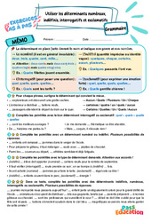 Utiliser les déterminants numéraux, indéfinis, interrogatifs et exclamatifs – 5ème – Exercices Pas à Pas - Cycle 4 - PDF à imprimer