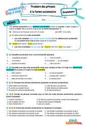 Produire des phrases à la forme exclamative – 6ème – Exercices Pas à Pas - Cycle 3 - PDF à imprimer