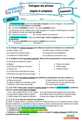 Distinguer phrase simple et phrase complexe – 6ème – Exercices Pas à Pas - Cycle 3 - PDF à imprimer