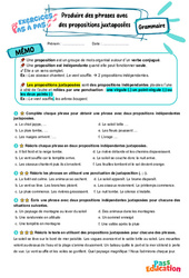 Produire des phrases avec des propositions juxtaposées – 6ème – Exercices Pas à Pas - Cycle 3 - PDF à imprimer