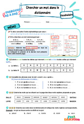 Chercher un mot dans le dictionnaire – CE2 – Exercices Pas à Pas - Cycle 2 - PDF à imprimer