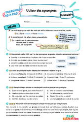 Utiliser des synonymes – CE2 – Exercices Pas à Pas - Cycle 2 - PDF à imprimer