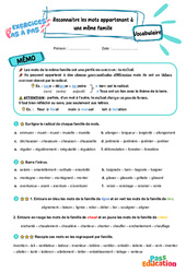 Reconnaître les mots appartenant à une même famille – CE2 – Exercices Pas à Pas - Cycle 2 - PDF à imprimer