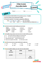 Former une famille de mots – CE2 – Exercices Pas à Pas - Cycle 2 - PDF à imprimer