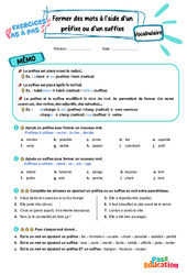 Former des mots à l’aide d’un préfixe ou d’un suffixe – CE2 – Exercices Pas à Pas - Cycle 2 - PDF à imprimer