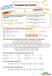 Recomposer des fractions – CM2 – Exercices Pas à Pas - Cycle 3 - PDF à imprimer