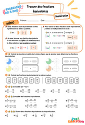 Leçon, exercice et évaluation :<br/> Trouver des fractions équivalentes – CM2 – Exercices Pas à Pas - Cycle 3 - PDF à imprimer